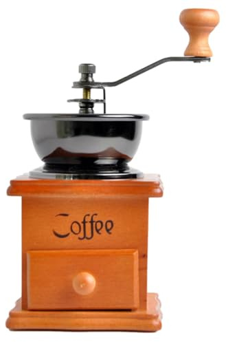 Macinacaffè manuale retrò | Mulino a mano in legno stile vintage | Macinacaffè manuale a manovella macinacaffè manuale con sbavature, macinacaffè a mano, spazzola