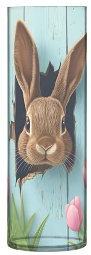 SKYSHU Vaso cilindrico in plastica a forma di tulipano, con coniglietto pasquale, per bouquet di piante, 1 pezzo, infrangibile, alto, trasparente, per matrimoni, centrotavola, casa, scuola, ufficio