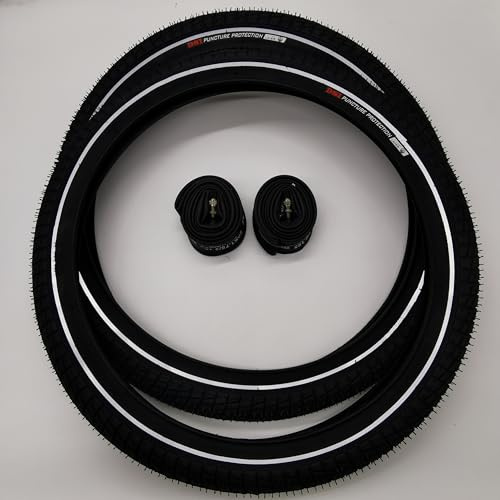 2X SRI-45A Reifen DSI 20 Zoll 20x1.95 | ETRTO 50-406 | + DV-Schlauch | 1mm Pannenschutz & Reflexstreifen Decke Mantel Kinder Fahrrad Anhänger Schläuche Dunlop-, Blitz-, Fahrrad-Ventil Fahrradreifen