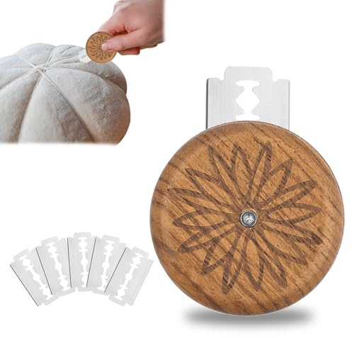 Dongnesi Round Bread Scoring Knife, Lame Bread Cutter with 5 Replacement Blades, Sourdough Scorer, Sourdough Scoring Blade for Kitchen, Office, Home