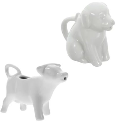 Healifty 2pcs Ceramic Animal Shaped Milk Jug Creamer Jug for Sauces Syrups for Home Cafe and Parties Adorable Dog Cow Design Each