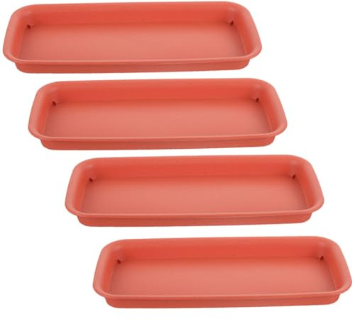 TOGEVAL Set 4 Pezzi Sottovasi Rettangolari per Piante in Plastica, Vassoi di Drenaggio Antigoccia per Fioriere Grandi, Resistente all’Usura e Compatibile Vasi da Interno ed Esterno,