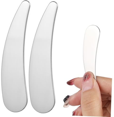 Homoyoyo 2 Stück Teiliges Mini Edelstahl Kosmetikspatel Kompakter Wiederverwendbarer Gesichtsspachtel für Creme und Augenpflege Glatte Oberfläche für Schonende Gleichmäßige