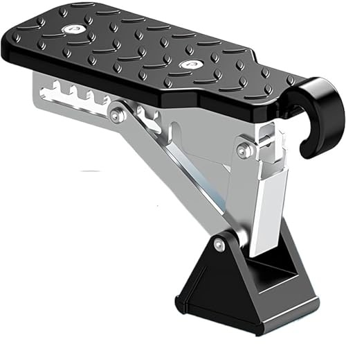 voiture support pied Marchepieds de voiture en alliage d'aluminium chromé avec crochet, marchepieds auxiliaires universels pour véhicule escalier véhicule pédale pied(Black)