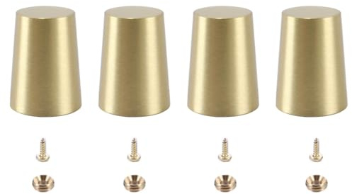 Alide Lot de 4 pieds de planche à découper en laiton avec vis, patins antidérapants et rondelles pour planches en bois, plateaux de service et boîtes à bijoux (20 mm)