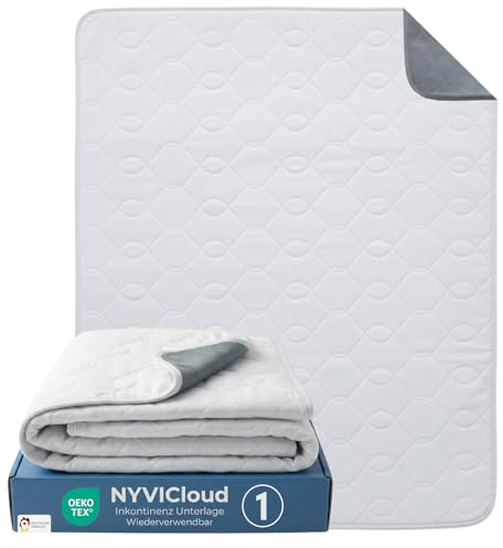 NYVI Inkontinenzunterlage NYVICare 75x90 cm - Wiederverwendbare Inkontinenzauflage - Bei 95°C waschbar Kochfest, wasserdichter Matratzenschutz - Inkontinenz Bettunterlage