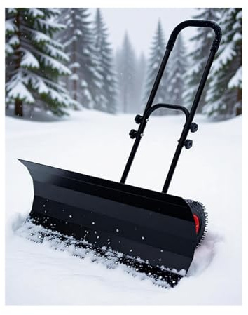 Manueller Schneeschieber mit Rädern, verstellbare Schneeschaufel aus Metall for Entfernen ohne Heben auf Einfahrten und Gehwegen(S)