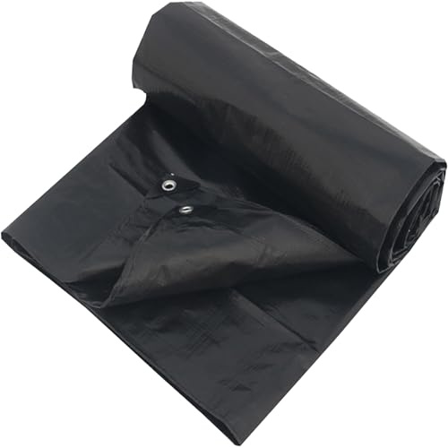 Tarpaulin Waterproof Heavy Duty 250 x 500 cm Cover Tarp Ground Sheet 160 G ㎡, Windproof Tear Resistant Multi Sizes with Rope for Greenhouse Garden Furniture, Black