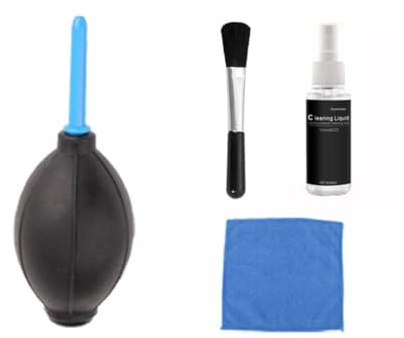 IMIKEYA Kit de Nettoyage Ordinateur 4 Pièces Brosse pour Clavier et Souffleur d'air, Chiffon et Liquide Nettoyant 20ml pour Écran et Électronique