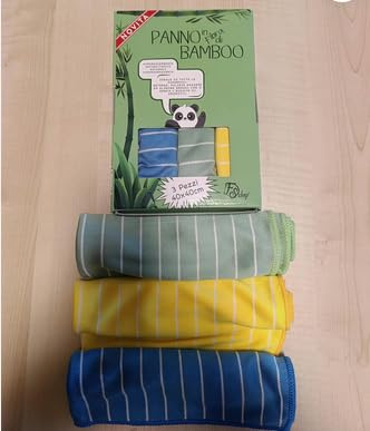 FS shop Panno Pulizia in Fibra Naturale di Bambù 350g 40x40cm, 3 Pezzi, Ottimi per la Pulizia della Casa, Mobili, Vetri, Cucina, Bagno