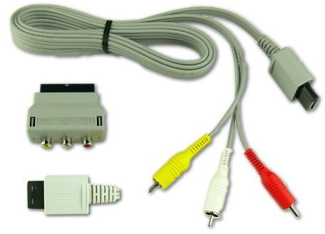 Original Nintendo Wii AV TV YUV Video Kabel Fernseherkabel mit Scart Adapter 3-CINCH