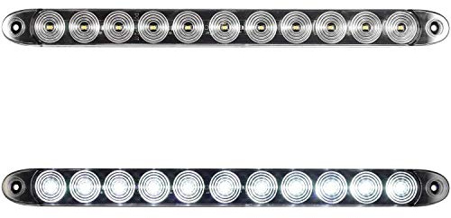 Partsam 2Pcs 15 Inch White Led Trailer Reverse Backup Light Bars Clear Lens, Sealed 11 LED Flange Mount Trailer Truck 15 Inch Reverse White Light Bar Utility Marker Light Bar RV Front Access Light