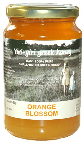 RAW GREEK HONEY 100% PURE - ORANGE BLOSSOM 480g - from the remote meadows and orange groves of Ilia and Argos