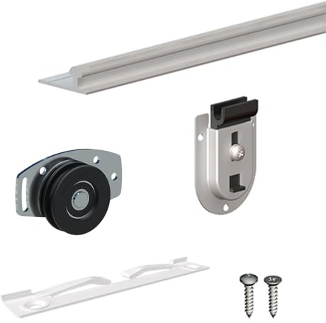 Schiebetürbeschlag SLID'UP 130, Laufschiene 200 cm, 3 Türen bis je 70 kg, für Schränke, Kleiderschränke, Wandschränke