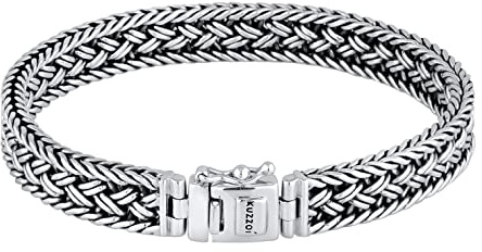 Kuzzoi Buddha Silber-Armband Herren 925 Sterling Silber 10 mm 38 gr schwer