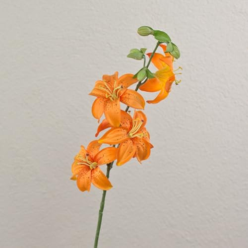 artplants.de Lirio de Tigre Textil Ashanti, Naranja, 65cm, Ø8cm - La Flor del Lazo atigrada Artificial/Planta de imitación