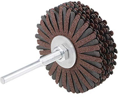 sourcing map Roue à Lamelles en Tissu Abrasif, Étoile de Ponçage, Tige de 1/4 Pouces pour le Travail Du Bois, Sculpture de Racines, Polissage de Meubles, Grain 80
