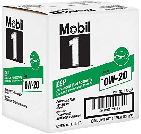 Mobil 1 ESP X2 Full Synthetic Motor Oil 0W-20, 1 Quart, Case of 6