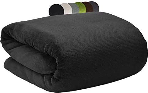 Beautissu Kuscheldecke Flauschig Microfaser Fleecedecke Wohndecke Sofadecke | 150x200cm Schwarz Weiche für Couch & Bett als Sofa Decken Überwurf Tagesdecke flauschige Decke Winter Aurelia