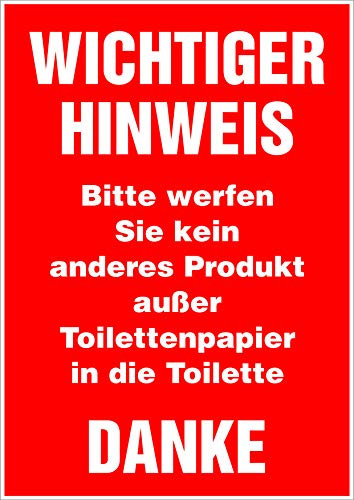 Indigos UG Aufkleber Nur Toilettenpapier verwenden! - 105 mm x 148,5 mm - Hotel, Firma, Schutz, Kita, Arzt, Praxis - Sicherheit - Warnung