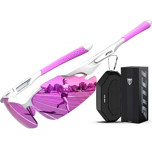 ATTCL 22g Sonnenbrille Herren Polarisiert Sport UV400 Wrap-Around TR90 | Leicht, HD TAC Linse, Blendschutz, Rutschfest,Verstellbare Bügel und Nasenpolster, Laufen, Angeln, Cat 3