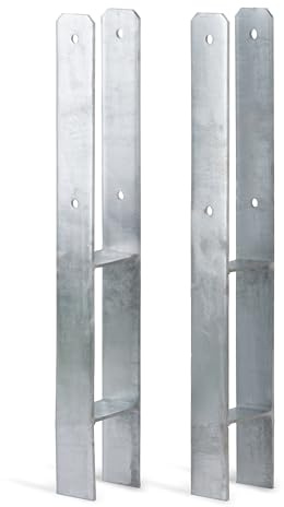 Alberts 213206 H-Pfostenträger | feuerverzinkt | lichte Breite 81 mm | Gesamthöhe 600 mm | Materialstärke 5 mm | 2er Set