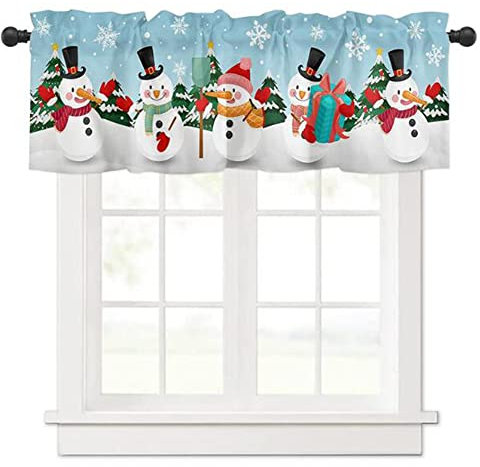 SMYORR Scheibengardine Moderne Bistrogardine ​zu Weihnachten Dekoration Fenster Küche Kurz Gardine Weihnachtsgardine / 2 PCS / H45xW175cm