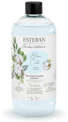 Esteban – 500 ml doftpåfyllning – doft vit bomull – påfyllning för doftbukett eller rumsdoft – invändig förfining – 6 månaders doft – vegetabilisk alkohol – flaska återvinningsbar