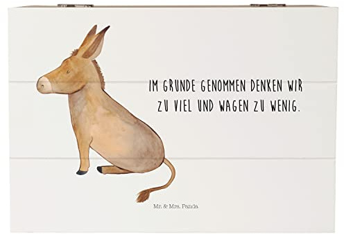 Mr. & Mrs. Panda 22 x 15 cm Holzkiste Esel - Geschenk, zuversicht, Tiermotive, lustige Sprüche, Erinnerungsbox, XXL, Tiere, Mut, Gute Laune,