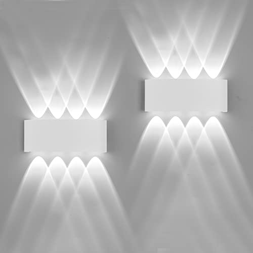 FUPE 2 Stück Wandleuchte Innen,20.5x8x4.5cm Up an Down Wandlampe, Aluminium-Druckguss Aussen 16w Schwarz IP 65 LED 6500K Kaltes Weiß, für Wohnzimmer