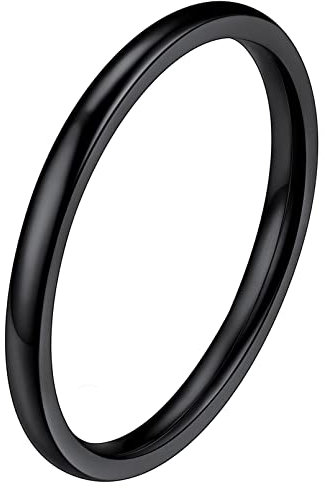 FaithHeart Damen-Ring, 2mm Minimalistischer Stapelring Damen Mädchen gepoliert Stacking Bandring Vorsteckring Knuckle Fingerring mit Namen Text Gravur für Frauen Mädchen