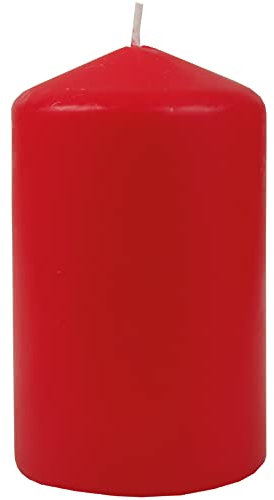 HS Candle Bougies piliers en cire rouge, diamètre 6 cm x 10 cm, plusieurs couleurs, longue durée de combustion, fabriquées en UE, cire