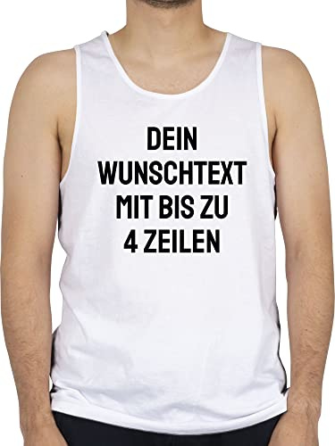 Tanktop Herren Tank Top Männer - Aufdruck selbst gestalten - Wunschtext - L - Weiß - selber bedrucken beschriften lassen eigenem text selbstgestalten personalisieren schriftzug namens individuell