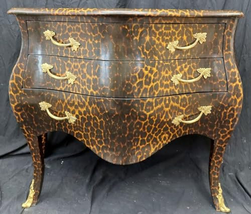 Casa Padrino Cómoda barroca con 3 cajones Leopardo/Oro - Cómoda de madera maciza hecha a mano en estilo barroco - Muebles de dormitorio de estilo barroco - Muebles barrocos