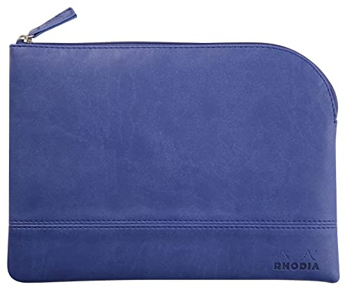 Rhodia 116638C - Rhodiarama pochette zippé en simili cuir italien - taille M (16x22 cm) SAPHIR