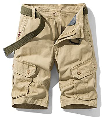 Btmpmcs Herren Cargo Shorts Klassischer Baumwolle Kurze Hosen Sommer Bermuda Vintage Chino Shorts Outdoor Sport Freizeithose Atmungsaktiv Arbeitshose mit 6 Taschen ohne Guertel