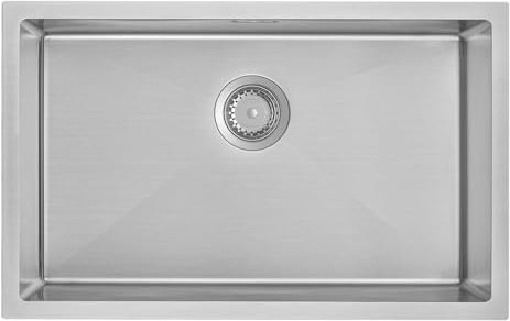 Auralum Spülbecken Küche 70 x 44 cm, Groß Handgefertigte Küchenspüle Edelstahl, für ab 80 cm Küchenschrank, inkl. Siphon, Über- und Ablauf-Set, Flächenbündig/Einbau Spüle Küche