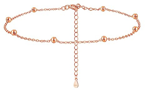 Cangall Silber Fußketten für Damen, 925 Sterling Silber Fußkettchen Armband, Sommer Barfuß Strand Fußspange, 20+5cm Verstellbar Silber Fußkette am Fußgelenk, Sandstrand Fußbändchen Knöchel-Kette
