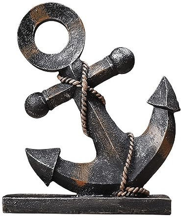Zyqixluk Ancla Decoración Esculturas Estatua Una Figurilla En Una Estantería Náutica Decoración Decoraciones De Estilo Retro para El Hogar Jardín, Decoración De Mesa De Interior Al Aire Libre,Naranja