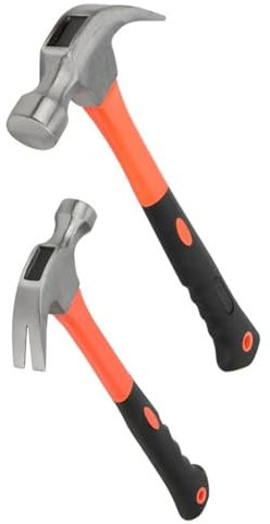 KEILEOHO 2 PCS 2 Sizes Claw Hammer Set, 8oz 24oz Steel Hammer with Non Slip Handle for DIY Projects, Home, Office, 250g & 750g