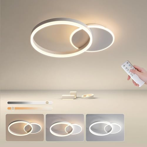 BLMYL 36W LED Deckenleuchte Dimmbar, 3000K-6000K Lampe Wohnzimmerlampe 55CM | Moderne LED Deckenleuchte Ringe Wohnzimmer Deckenlampe für Schlafzimmer, Kinderzimmer, Küche, Flur