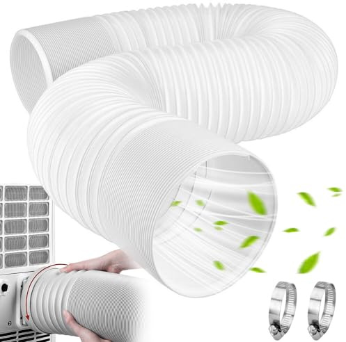 CJBIN Tuyau Évacuation Climatiseur Mobile, 15 cm Rallongetubes de Climatiseur Rétractable avec 2 Colliers de Serrage, Longueur 2,5m Rallonge Flexible Tuyau Climatiseur Mobile pour Sèche-linge, Fumoir