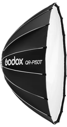 Jemora QR-P150T Softbox parabolico a sgancio rapido da 150 cm/59 Pollici Softbox Professionale Pieghevole con Supporto Bowen Standard e diffusori per Studio Fotografico Ritratto Streaming Live