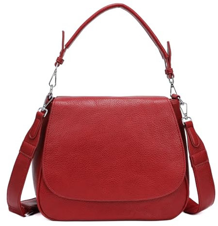 OBC Damen Tasche Shopper Hobo Bag Schultertasche Cross Over Body Bag Umhängetasche Beuteltasche Handtasche Henkeltasche Leder Optik Leder Optik Rot