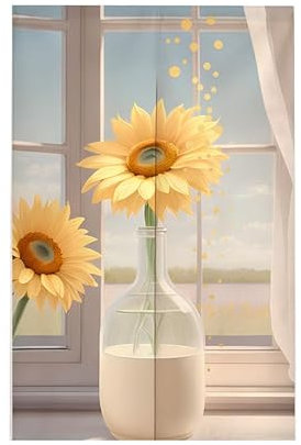 tür Vorhang 2x42.5x150cm Gelbe Sonnenblume Room Divider,Japanese Style Door Curtain Restaurant Entrance Hanging,Half Curtain Decorative Curtains,Küche Shop Tür Halber Vorhang