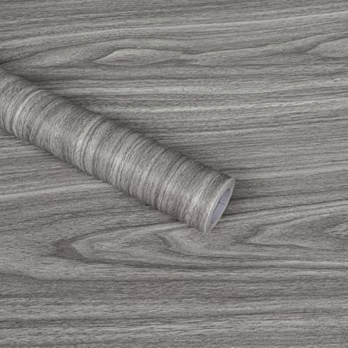 Abyssaly Grey Wood Effect Sticky Back Plastic for Furniture & Walls | Oak Self-Adhesive Wallpaper, 60cm x 500cm, Peel & Stick Vintage Vinyl for Furniture, Cabinets, Removable & Waterproof