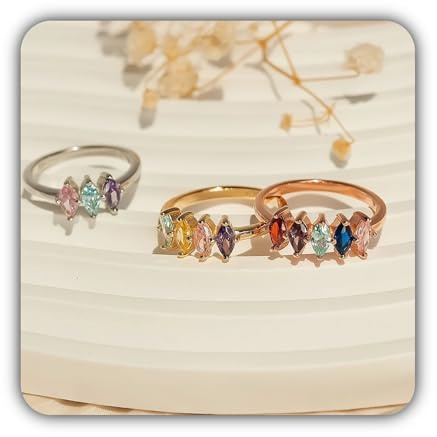 Mutterring mit Geburtsstein 2, 3, 4, 5 Steine - Benutzerdefinierte Multi-Stein-Ringe - Familien-Geburtsstein-Ring Großmutter-Ring - Muttertagsgeschenke