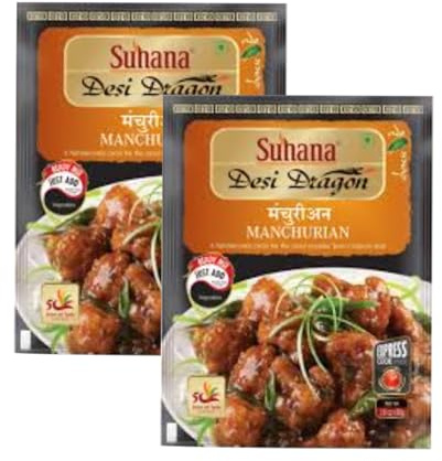 Suhana Spices Mix Powder (Ready To Eat) - Curry Masala Recipe Mixes Casserole Seasoning Herbs - Simplifies & Speeds Up Cooking Process (Pack of 2, Manchurian 80g (RTE))