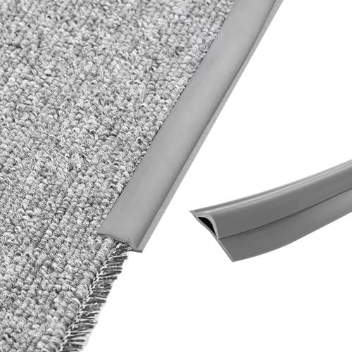 Selbstklebende Randleiste für Teppiche, PVC Bodenübergangsstreifen, Übergangsleiste von Teppich zu Holzboden, Randversiegelungsleiste für Fußmatte, Teppich, Grau (Dunkelgrau,10M)