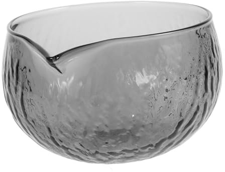 Zerodeko Japanese Style Glass Matcha Bowl Pouring Spout Textured Chawan Tea Brewing Cup for Traditional Tea Ceremony and Matcha Preparation